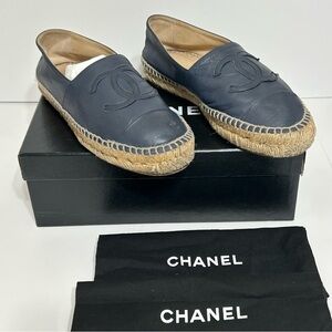 CHANEL Navy Blue Espadrilles size 37